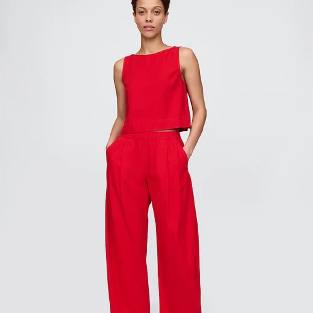 Gap linen mid rise barrel pants